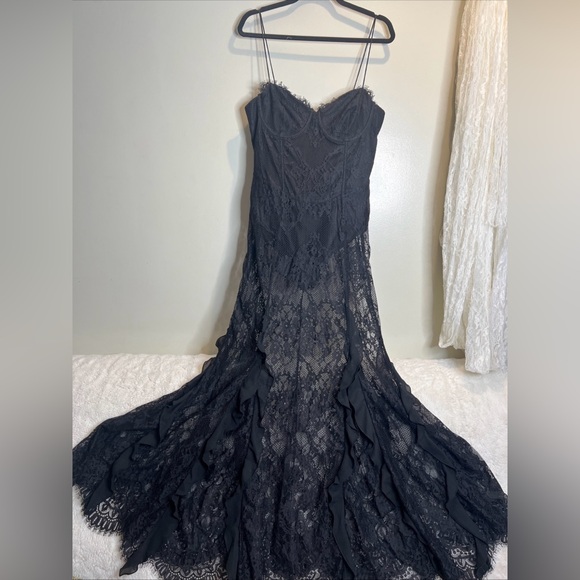 Free People For Love & Lemons Shirley Lace Bodysuit Maxi Dress L - Picture 4 of 9